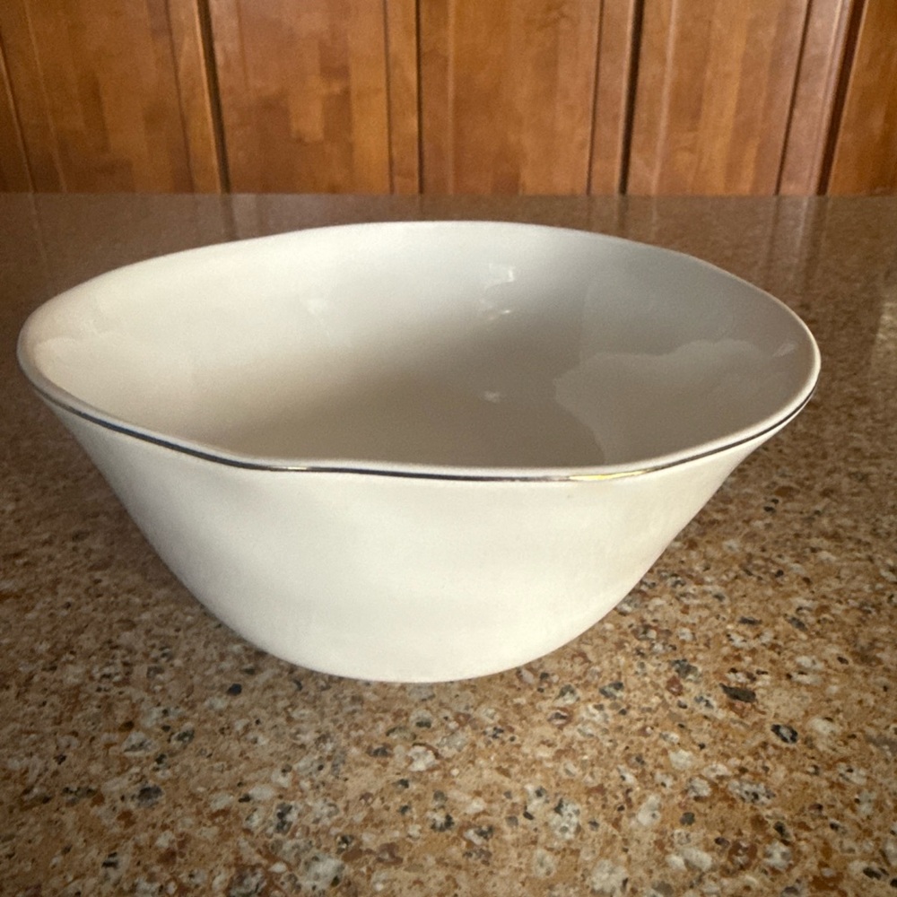 Lenox Blue Bay Porcelain All Purpose Bowls Set of 4 White w Gold Trim